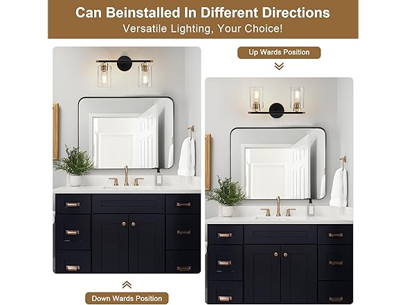 Black Bathroom Light 2-Light Vanity