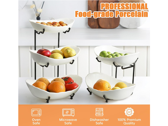 HOMKULA 3 Tier Ceramic Fruit Basket