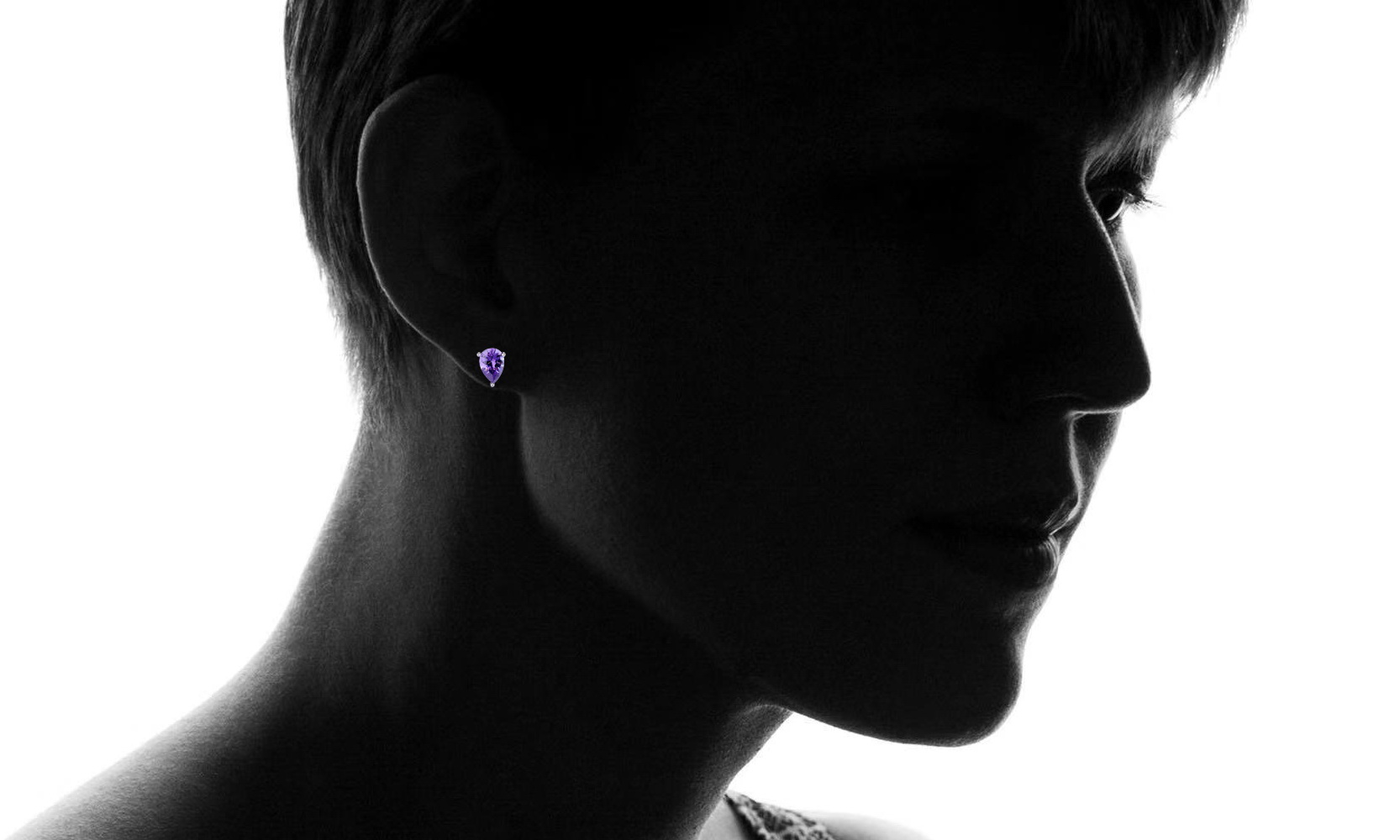 Purple Tanzanite Teardrop Stud Earrings - Gallery 2