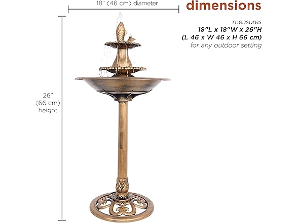 40" Tiered Pedestal Fish Fountain Birdbath
