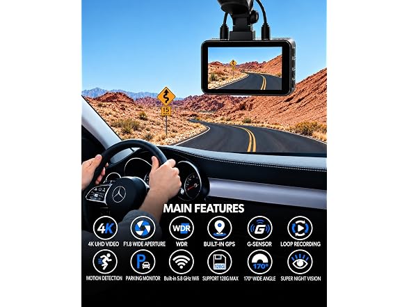NDO Dash Cam Front and Rear, 4K 