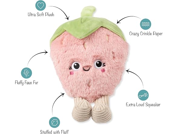 Fringe Studio You're My Jam Plush Dog Toy, Strawberry