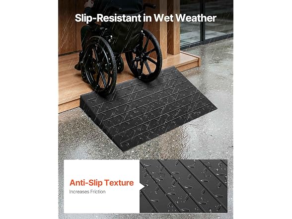Rubber Threshold Ramp, 4\" Rise Threshold Ramp