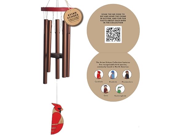 Red Carpet Wind Chimes Cardinal 36in