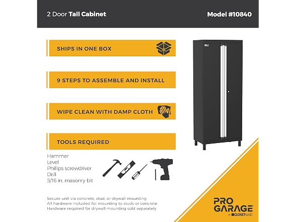 ClosetMaid ProGarage Tall Cabinet, Black - Gallery 5