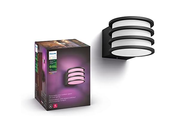 Philips Hue Lucca Outdoor Smart Wall Light, Black