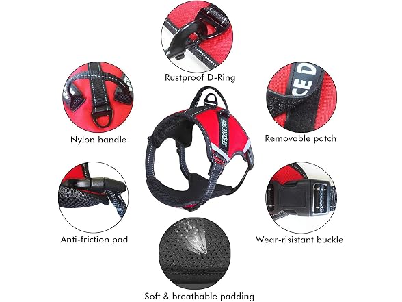 LMOBXEVL Service Dog Harness,No-Pull Dog Harn