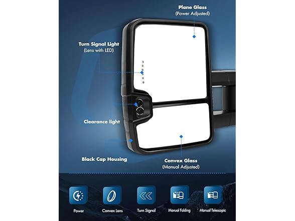 Towing Mirrors Chevy GMC 1988-98