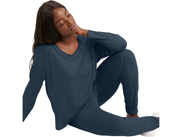 Hanes Women (XS) Originals V-neck Long T-shirt