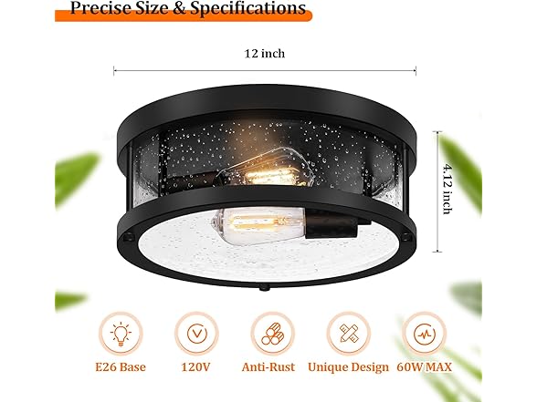 Brightever Black Flush Mount Ceiling Light Fixture