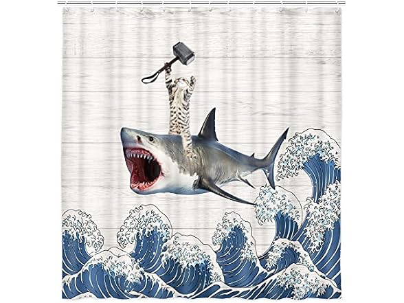Cat Fabric Shower Curtain, Cute Animal Cat Ri