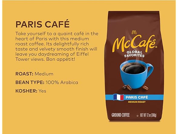 McCafe Paris Café, Ground Coffee, Medium Roast, 12oz