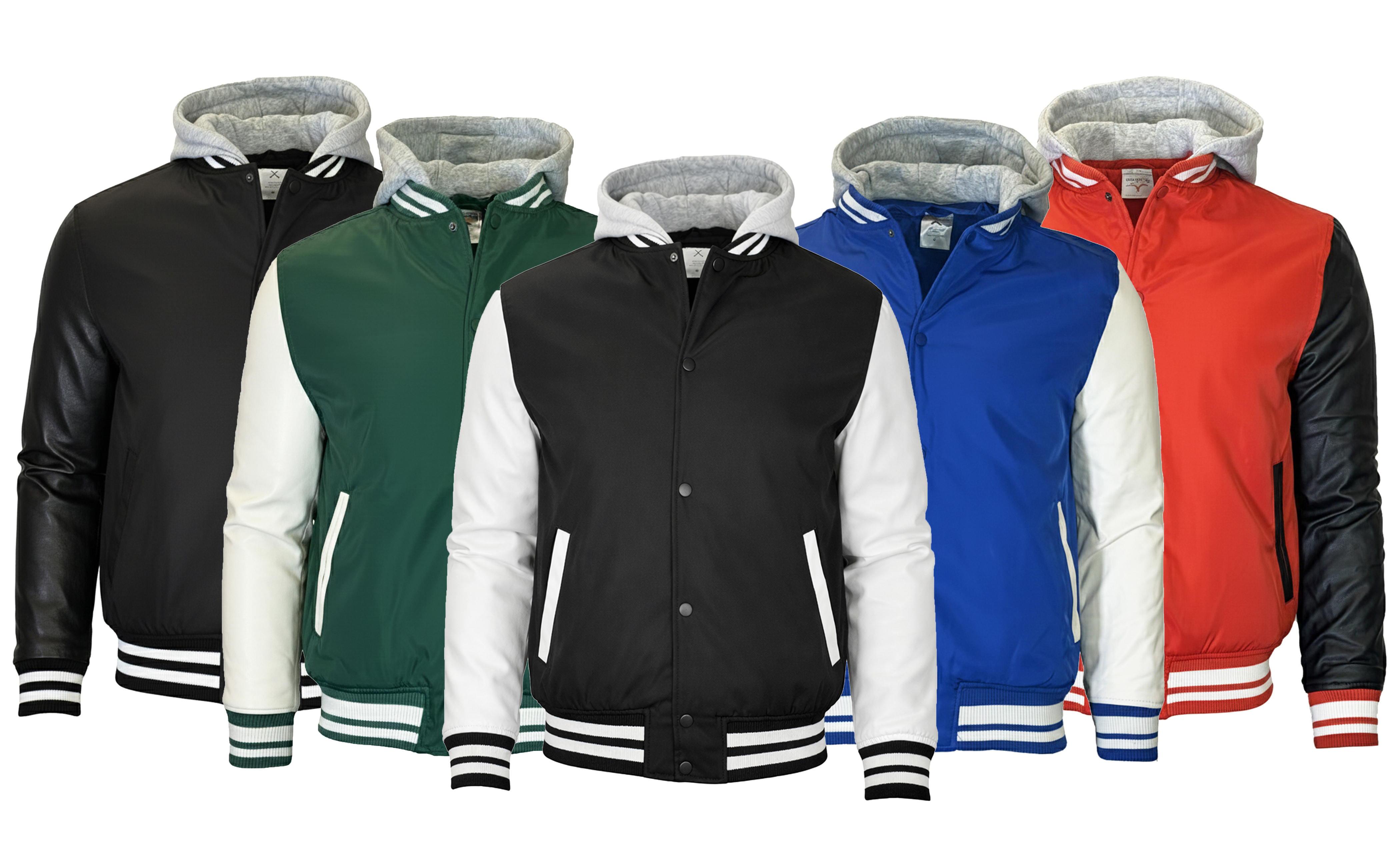 Mens Heavyweight Hooded Varsity Jacket (S-3XL) - Gallery 12