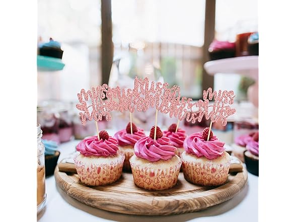 Rose Gold Miss to Mrs Cupcake Toppers