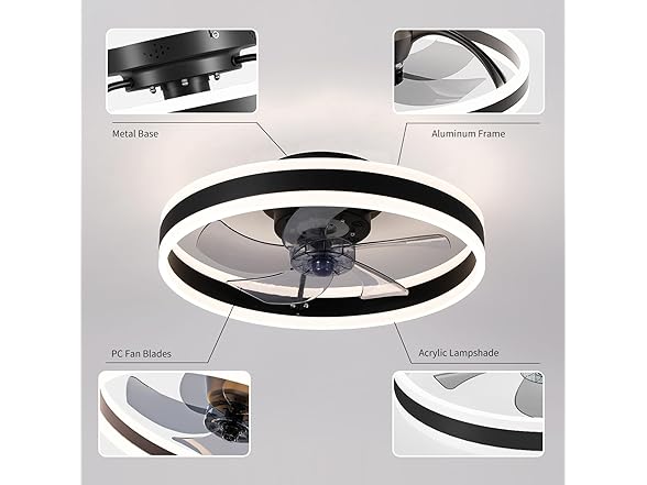 SUNCOJIA 20" Modern Flush Mount Fandelier