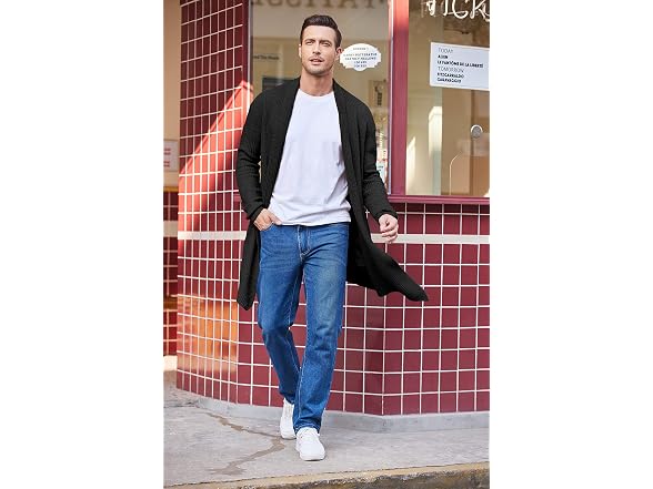 Coofandy Men (S) Shawl Collar Long Cardigan Cape