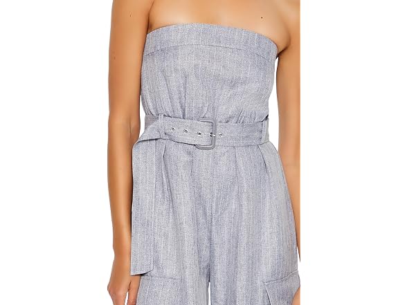 Forever 21 (M) Belted Pinstriped Cargo Jumpsuit