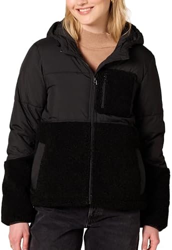 Amazon Essentials Womens Full Zip Sherpa Fleece Hooded Puffer Jacket