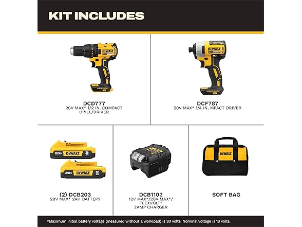 DEWALT DCK227D2 20V MAX Drill and Impact Driver
