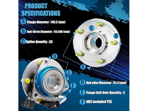 Detroit Axle Front Wheel Bearing Hub for
