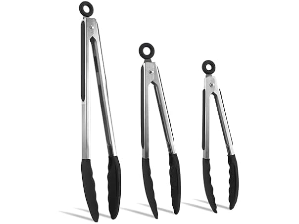 $8.99, Was $11.99, 25% Off! Stainless Steel Silicone Tipped Tongs Set dealfomo