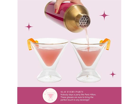 Paris Hilton 2-Piece Martini Glass Set Clear