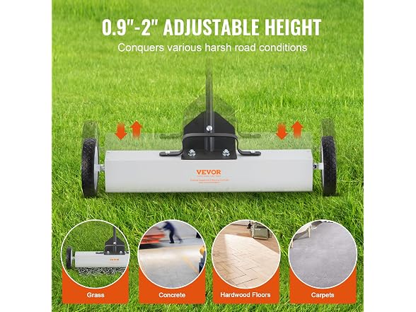 50Lbs Rolling Magnetic Sweeper with Wheels
