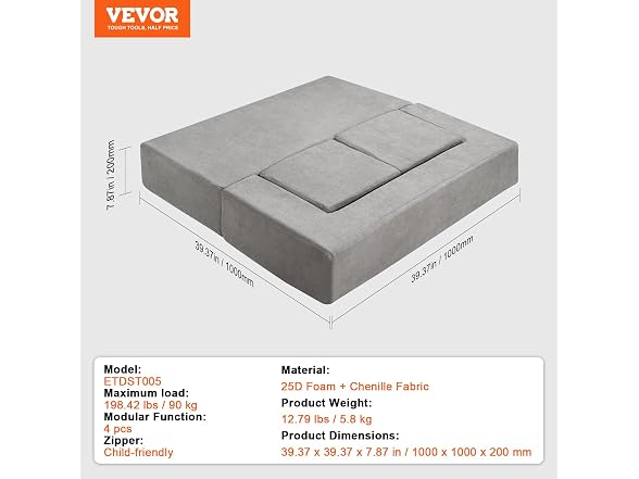 VEVOR Kids Couch, 4Pcs Modular Kids