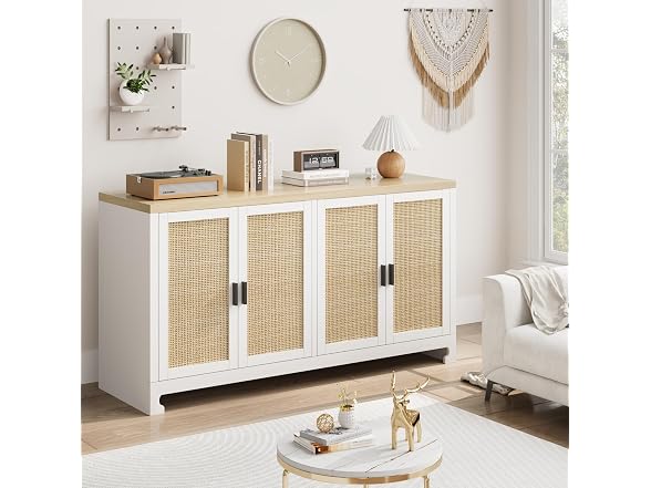 IDEALHOUSE 61" Rattan Cabinet, 4 Doors - Gallery 8
