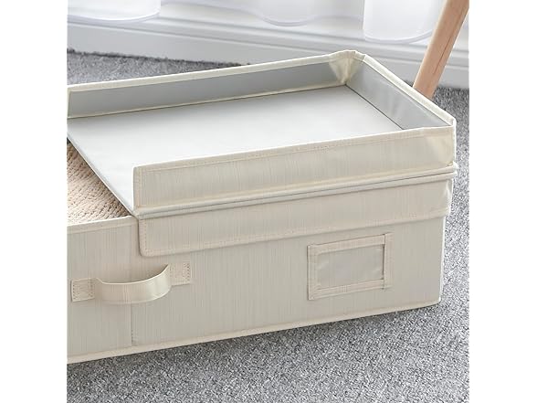 Sukkiri Homu Under Bed Fabric Zipper Blanket Storage Ivory White