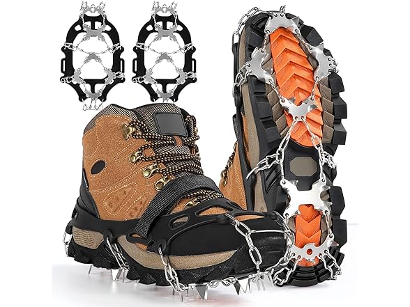 Crampons for Shoes with 28 Stainless Steel Spikes