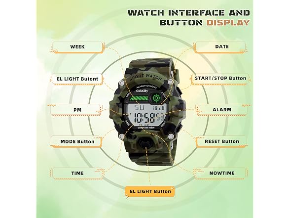 CakCity Boys Camouflage LED Sport Watch