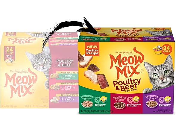 24PK Meow Mix Tender Favorites Poultry & Beef