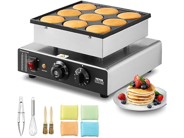 VEVOR Dutch Pancake Maker, 9PCS 76mm