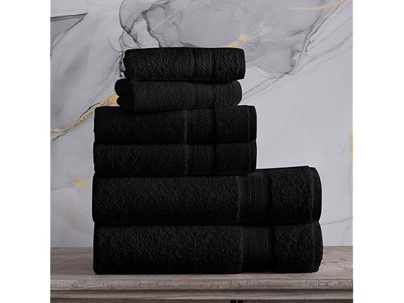 REGAL RUBY, 6 Piece Towel Set- Black