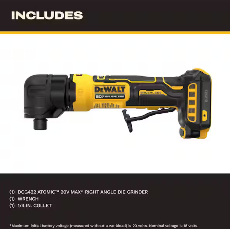 Dewalt DCG422B ATOMIC 20V MAX Right Angle Die Grinder - Gallery 5