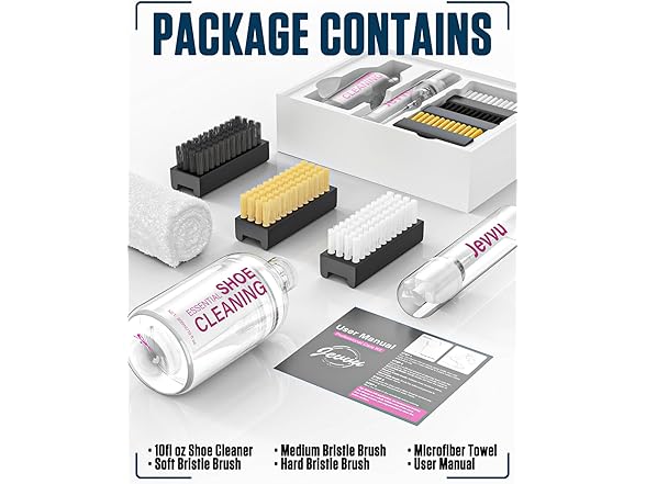 Jevvu Shoe Cleaner Kit with 3 Brushes Towel