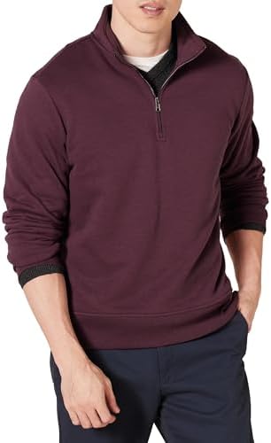 Amazon Essentials Men's Long-Sleeve Quarter-Zip Pullover Fleece Sweatshirt, Burgundy, Large