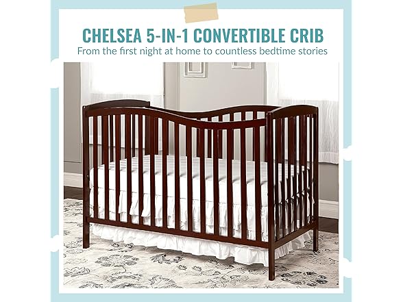Dream On Me Chelsea 5-In-1 Crib, Espresso