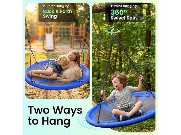 Everyfun 43" Saucer Tree Swing for Kids Adult, Blue