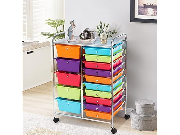 COSTWAY BC891225050046 15 Drawer Rolling Storage Cart