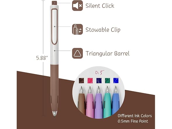 allydrew Silent Retractable Gel Pen Set 5Pk