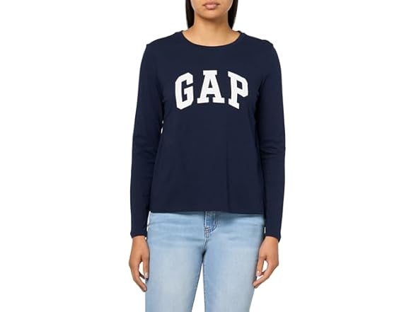 GAP Women (XXS) Long Sleeve Logo Tee Navy Uniform