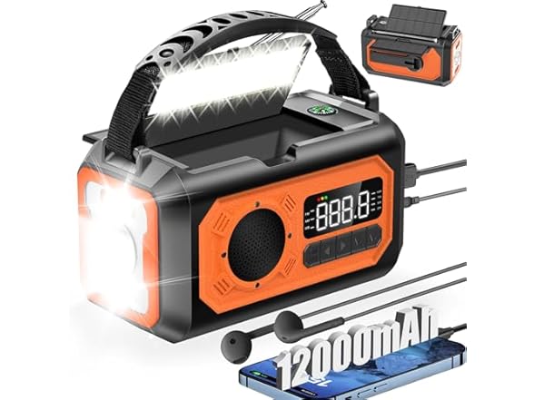 UYEIKMLOP 12000mAh Emergency Hand Crank Weather Radio