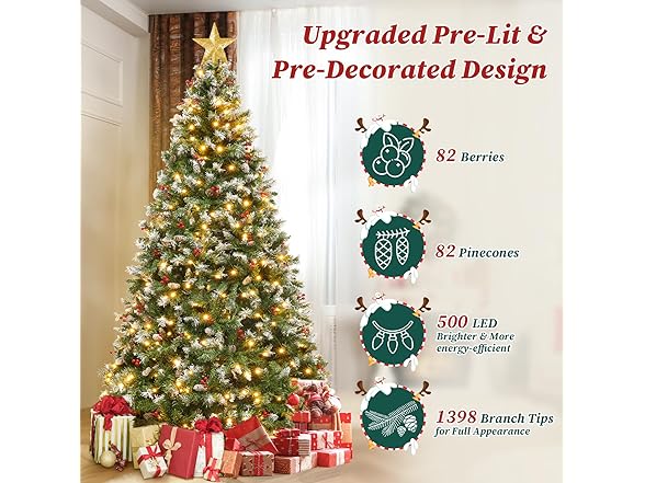 7.5ft Prelit Spruce Artificial Christmas Tree