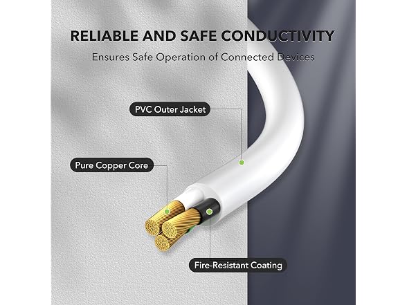 BN-LINK 6ft White Outdoor Extension Cord 16/3 SJTW, 2 Pa