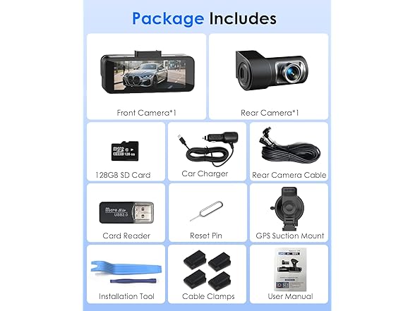 Nymzview 4K+4K Dash Cam Front Rear GPS