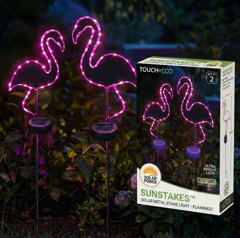 Touch Of ECO Solar Powered LED Garden Stake- Flamingo - Gallery 28