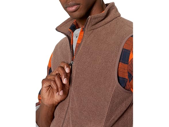 Mens FullZip Fleece Vest Brown Hth (S)