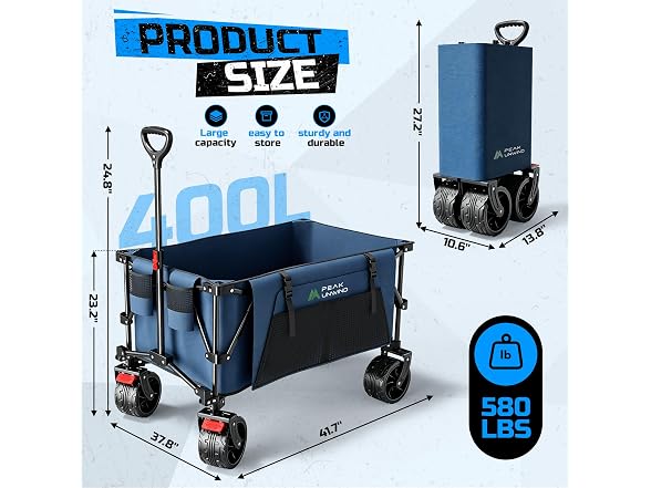 PEAKUNWIND 400L Folding Wagon 580lbs